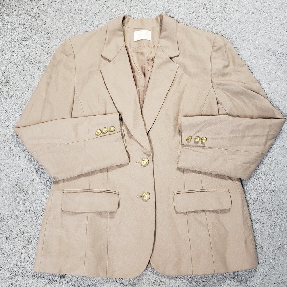 Pendleton Blazer Womens 14 Tan Wool Gold Buttons Single Breast Vintage Academia